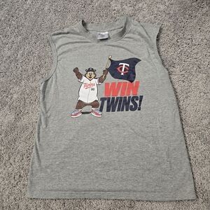 Minnesota Twins Youth Sleeveless Shirt TC Bear Win Twins Tank Top Size YXL Gray